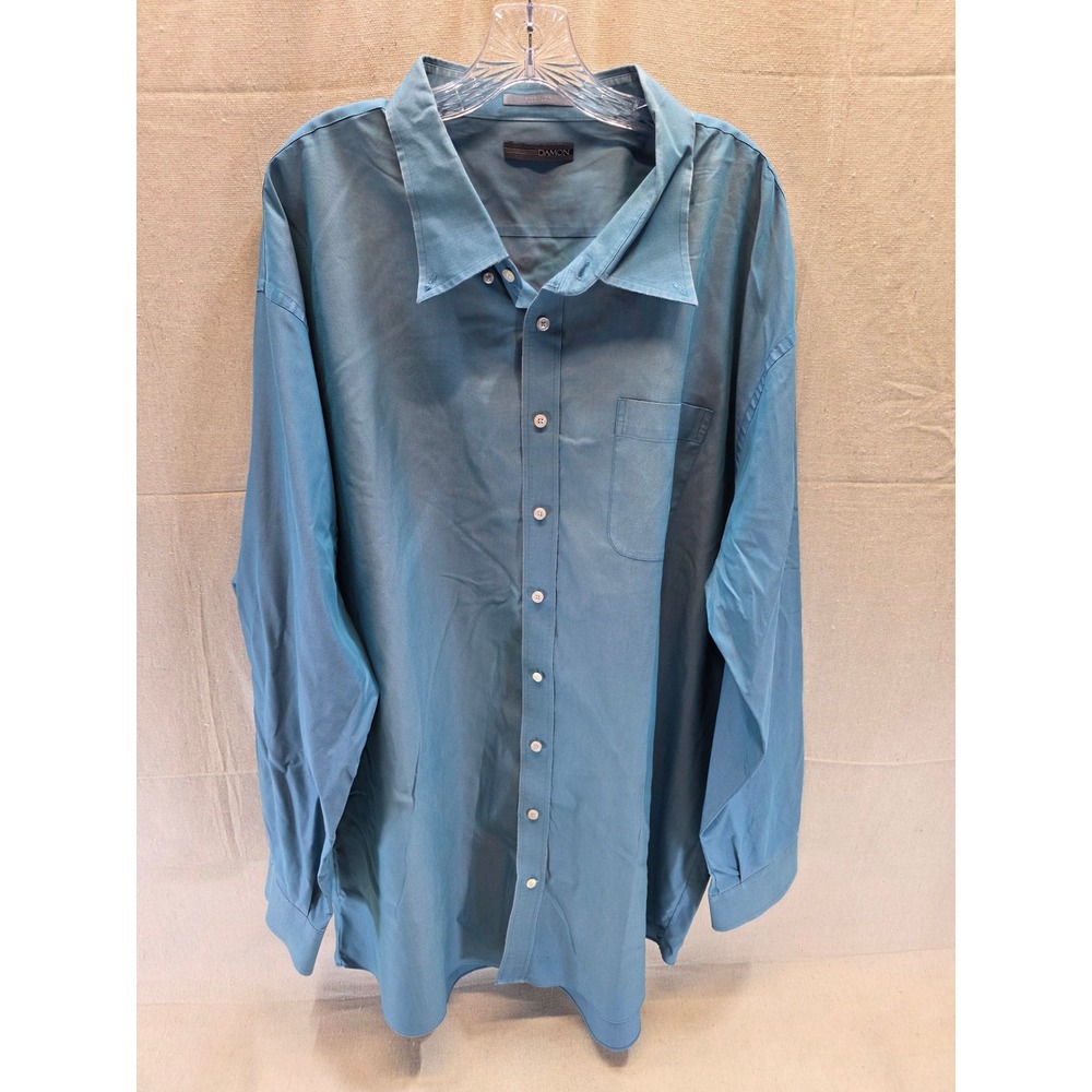 Damon‎ Mens Easy Care Long Sleeve Button Up Shirt Teal Blue Size 22 2172